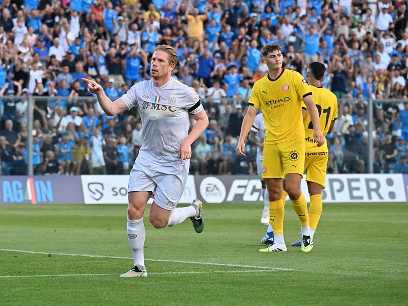 De Bruyne rực sáng, Napoli thắng Girona